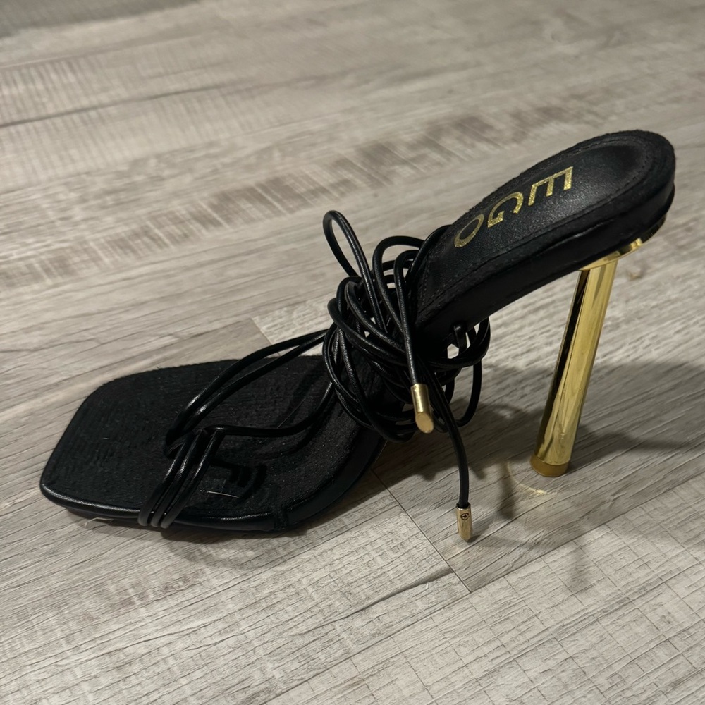 EGO Black and Gold Stappy Heels